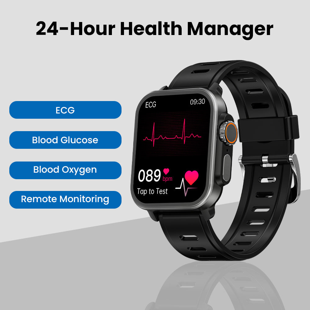 CFY-E577 VEE ECG/EKG Blood Glucose Blood Oxygen Heart Rate Monitoring Sport Smartwatch