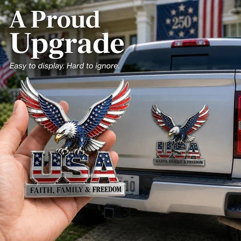 USA 250th Anniversary - ★USA Faith, Family & Freedom★ Metal Emblem-WH