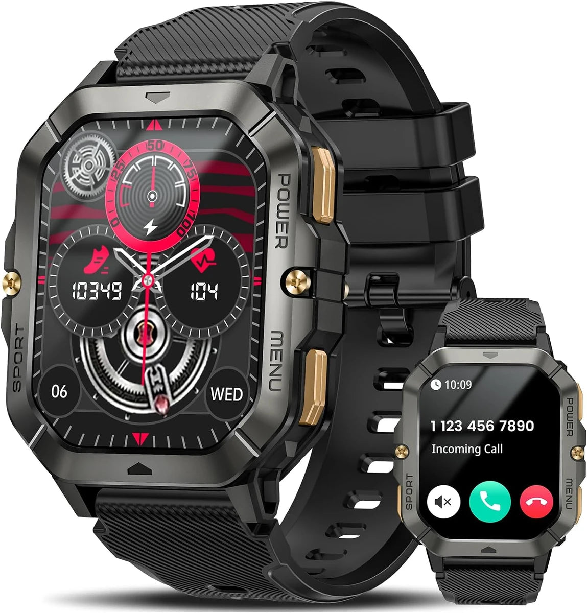 R600 Rugged Men’s Smart Watch Fitness Tracker, Heart Rate & Sleep Tracking Compatible with Android & iPhone