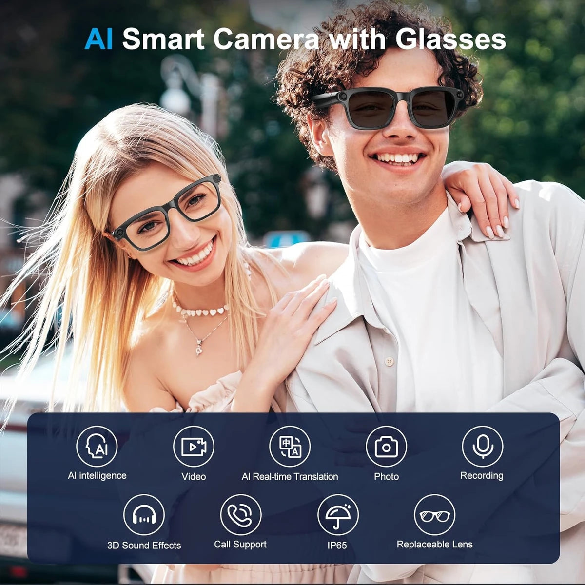CFY G39 AI Smart Glasses with 8MP Camera, AI Assistant, Object Recognition & Open-Ear Audio