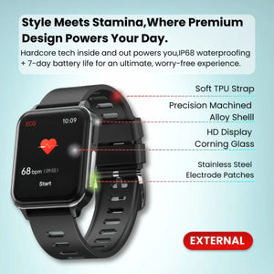 CFY E108 ECG Smartwatch With Blood Oxygen Heart Rate Monitor Sleep Monitoring