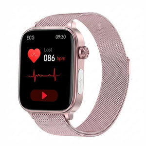 CFY E570 Professional ECG Blood Sugar Blood Pressure HRV Monitoring Health Watch Pink Milanese