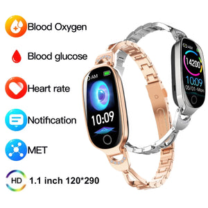CFY E81 Blood Pressure Heart Rate monitoring Luxury Diamond Design Fashion Women Smartwatch
