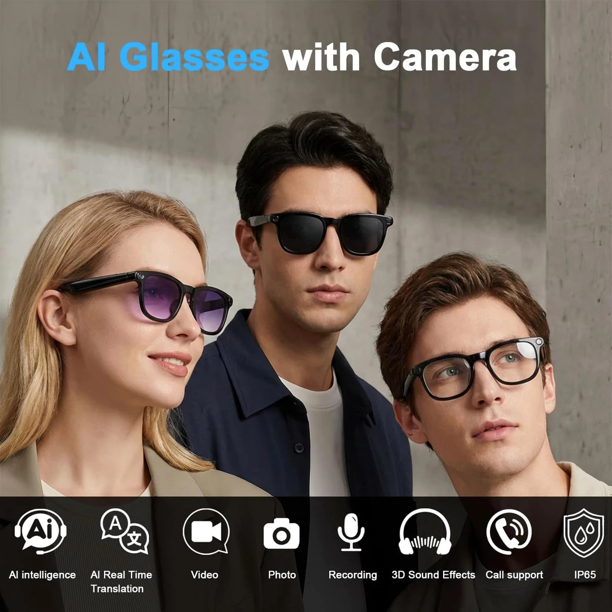 CFY G55 AI Smart Glasses with Voice Assistant, Translation & Bluetooth Calling