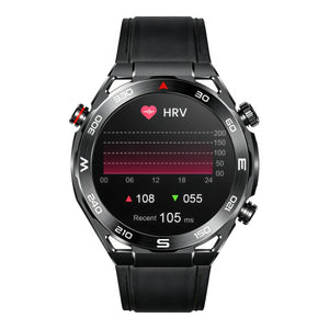 CFY Max 1 Heart Rate Blood Glucose ECG/EKG Blood Pressure Monitoring Bluetooth Talk Smartwatch Black Leather
