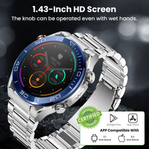 CFY Max 1 Heart Rate Blood Glucose ECG/EKG Blood Pressure Monitoring Bluetooth Talk Smartwatch