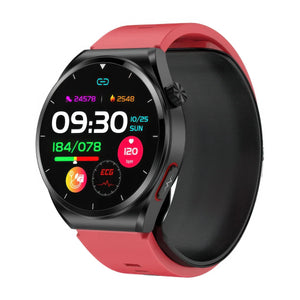 CFY Max 4 High Precision Air Pump Blood Pressure ECG Blood Oxygen Monitoring SmartWatch Red