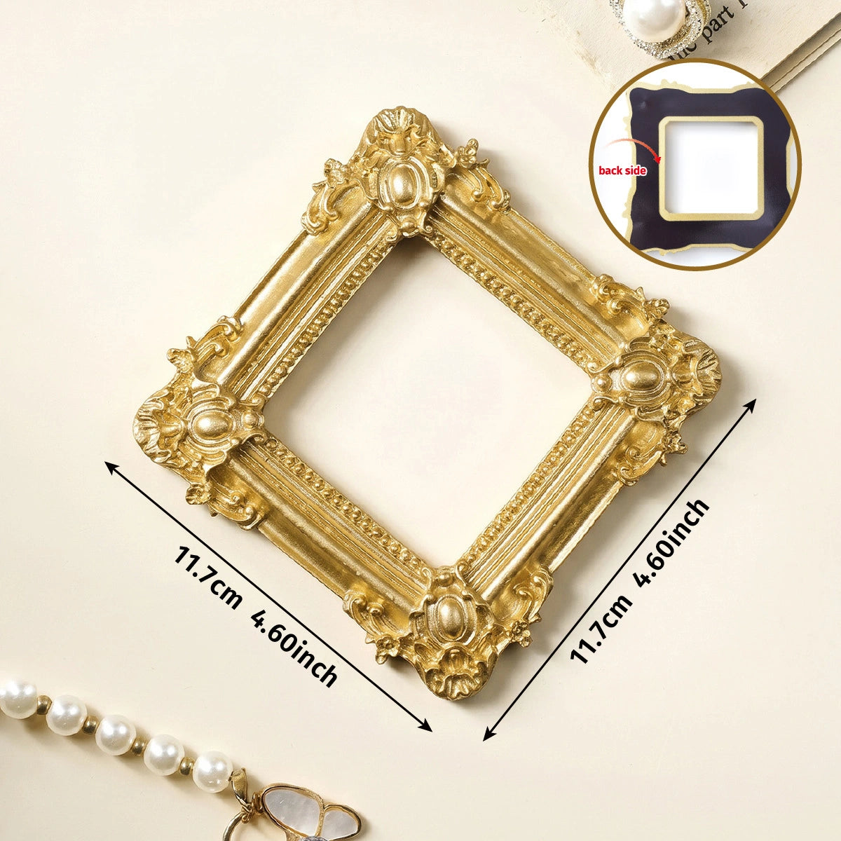 Vintage Gold Magnetic Photo Frame for Fridge – Ornate Mini Picture Display
