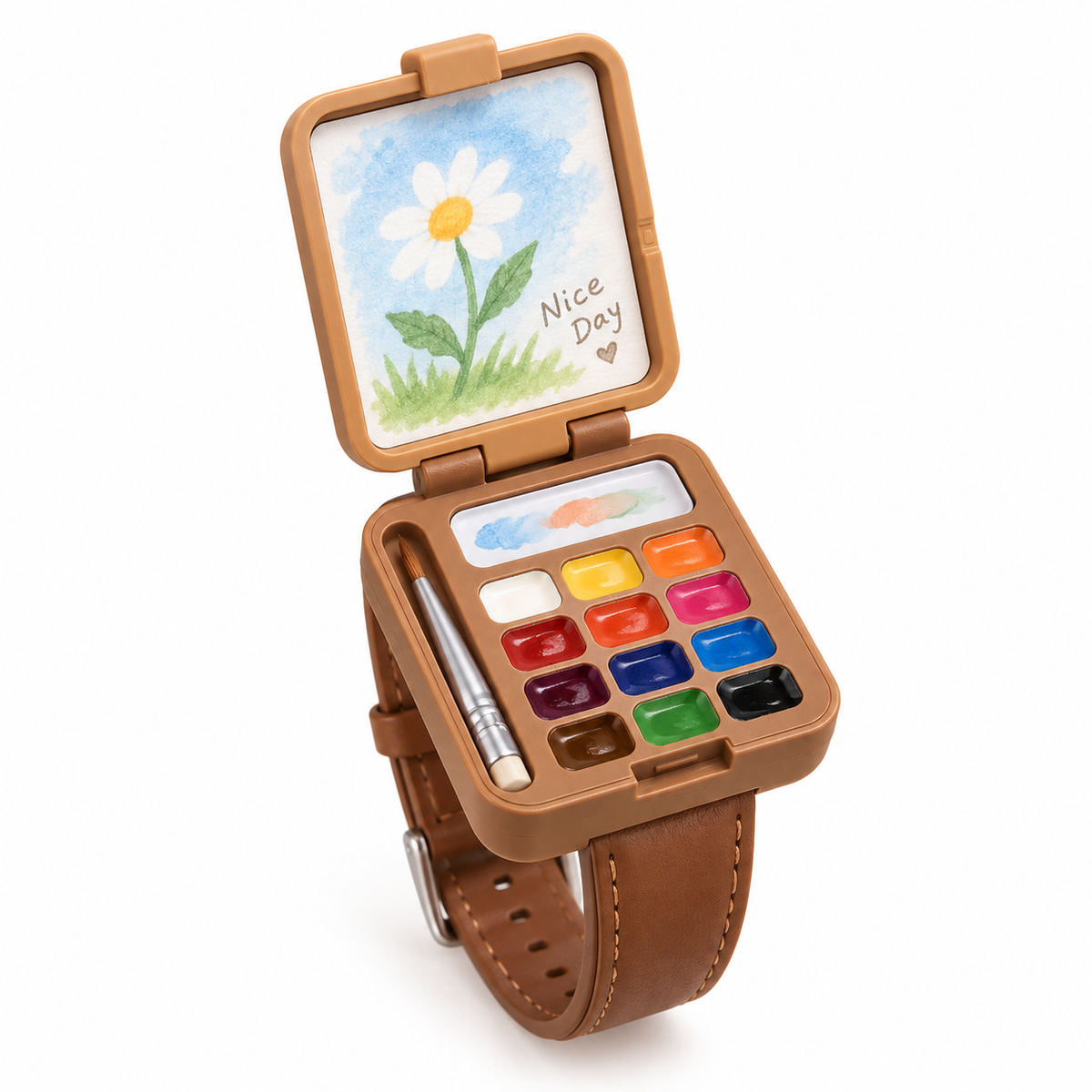 Wearable Watercolor Palette Wristband – 3D Printed Travel Paint Box