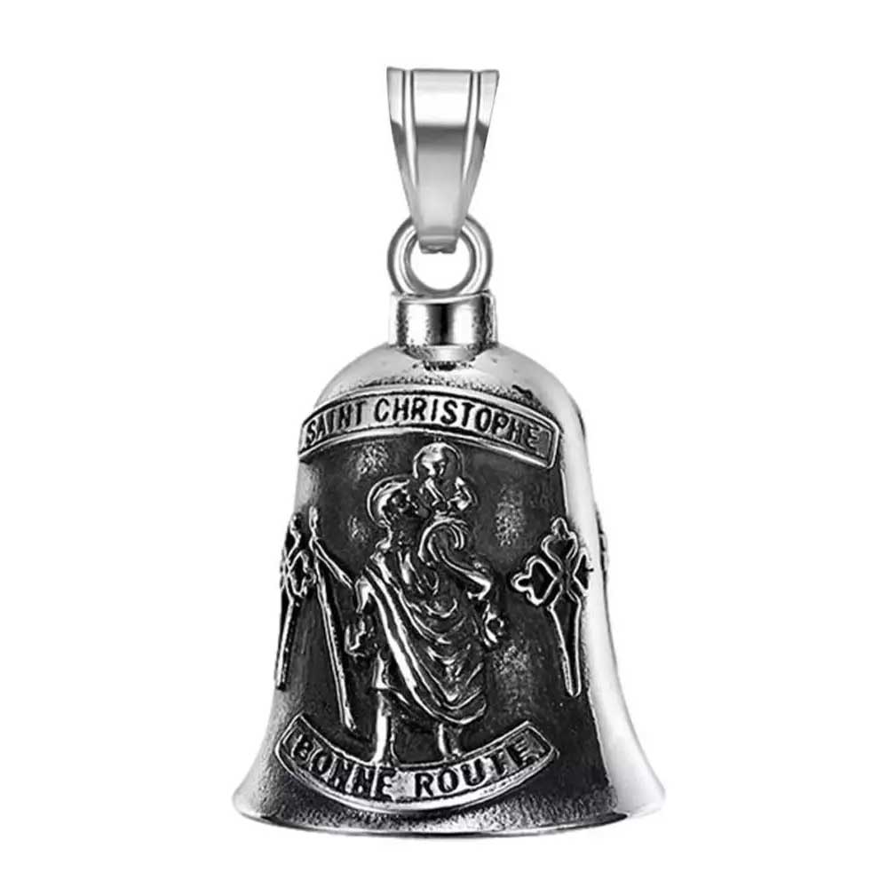 St. Christopher Guardian Bell Motorcycle Lucky Bell Stainless Steel Ride Bells No Chains