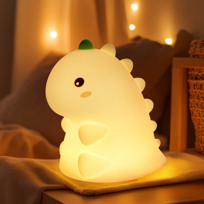 Squishy Cute Silicone Dinosaur LED Night Light - Perfect Gift for Kids and Girls