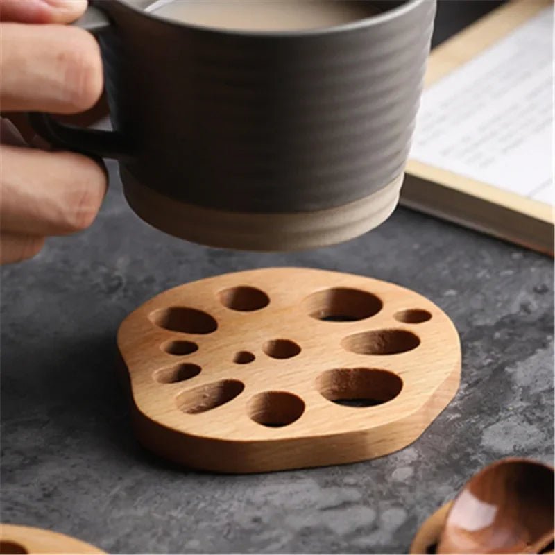6-Piece Beech Wood Coaster Set