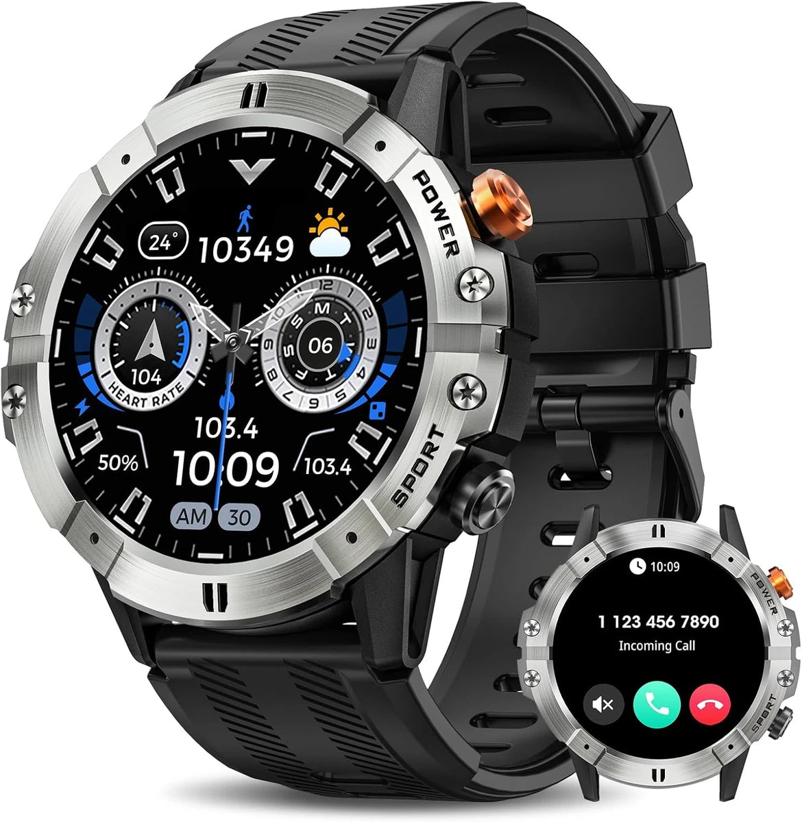 R700 Max Rugged Men’s Smart Watch Waterproof Fitness Tracker, Heart Rate & Sleep Tracking, Outdoor for Android & iPhone