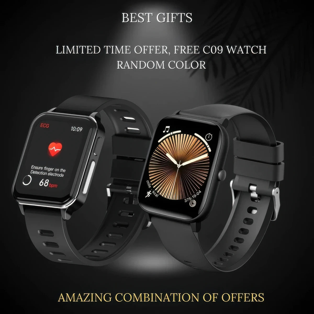 CFY E108 ECG Smartwatch With Blood Oxygen Heart Rate Monitor Sleep Monitoring