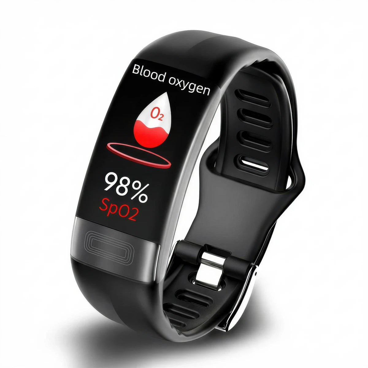 CFY E11 ECG Blood Oxygen Monitoring Smart Bracelet Black silicone