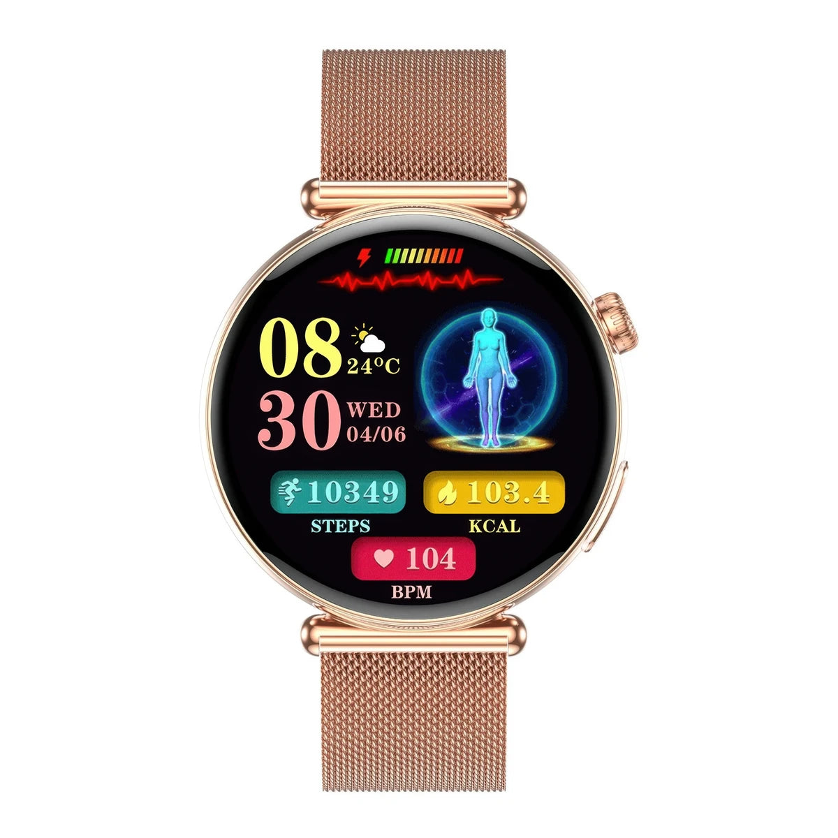 CFY E390 Blood Glucose Blood Lipid ECG Suga Pro Monitoring Women's AI Smart Watch