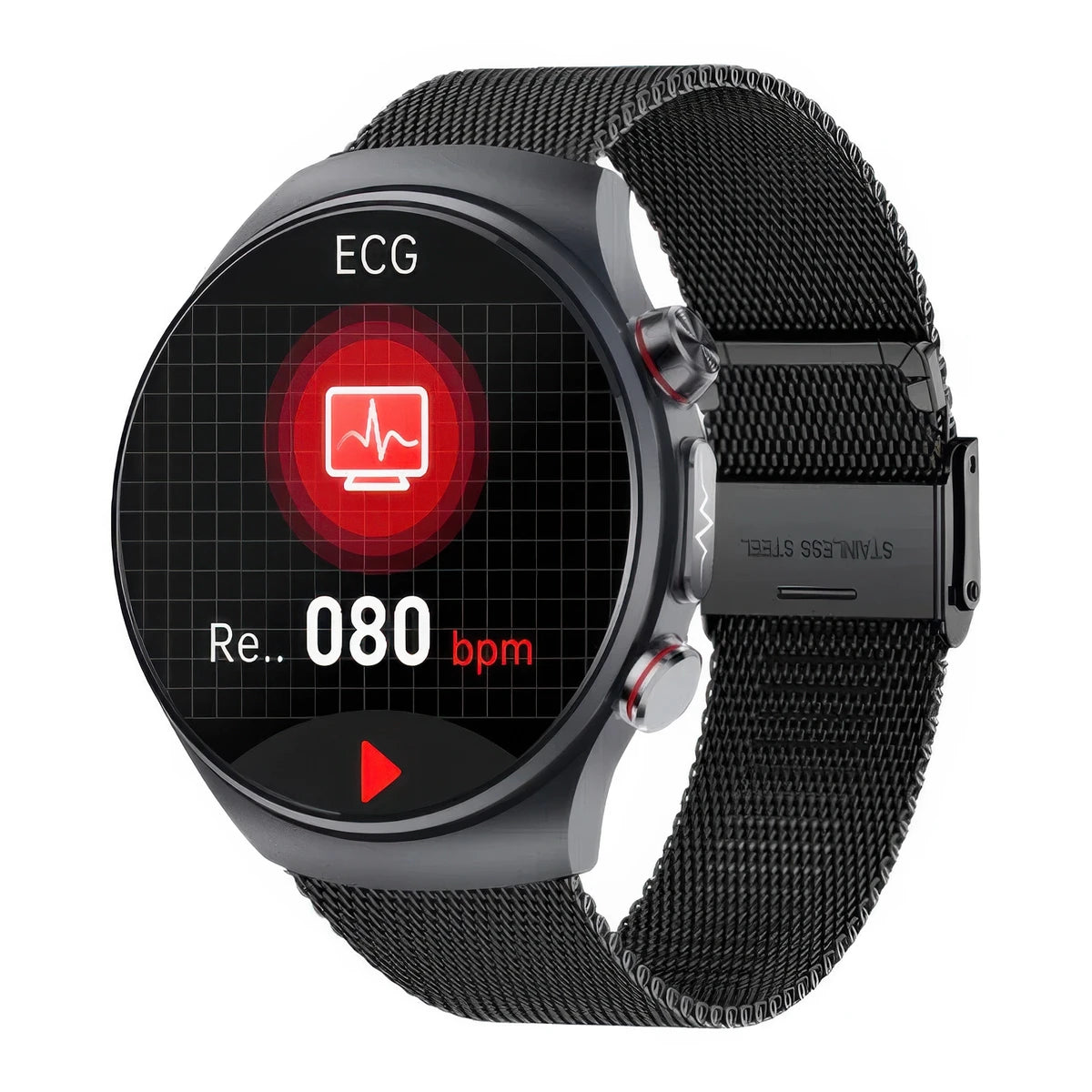 CFY E488 High-End Ti ECG Blood Pressure Blood Glucose Micro-Physical Examination Health Management Watch Black Milanese