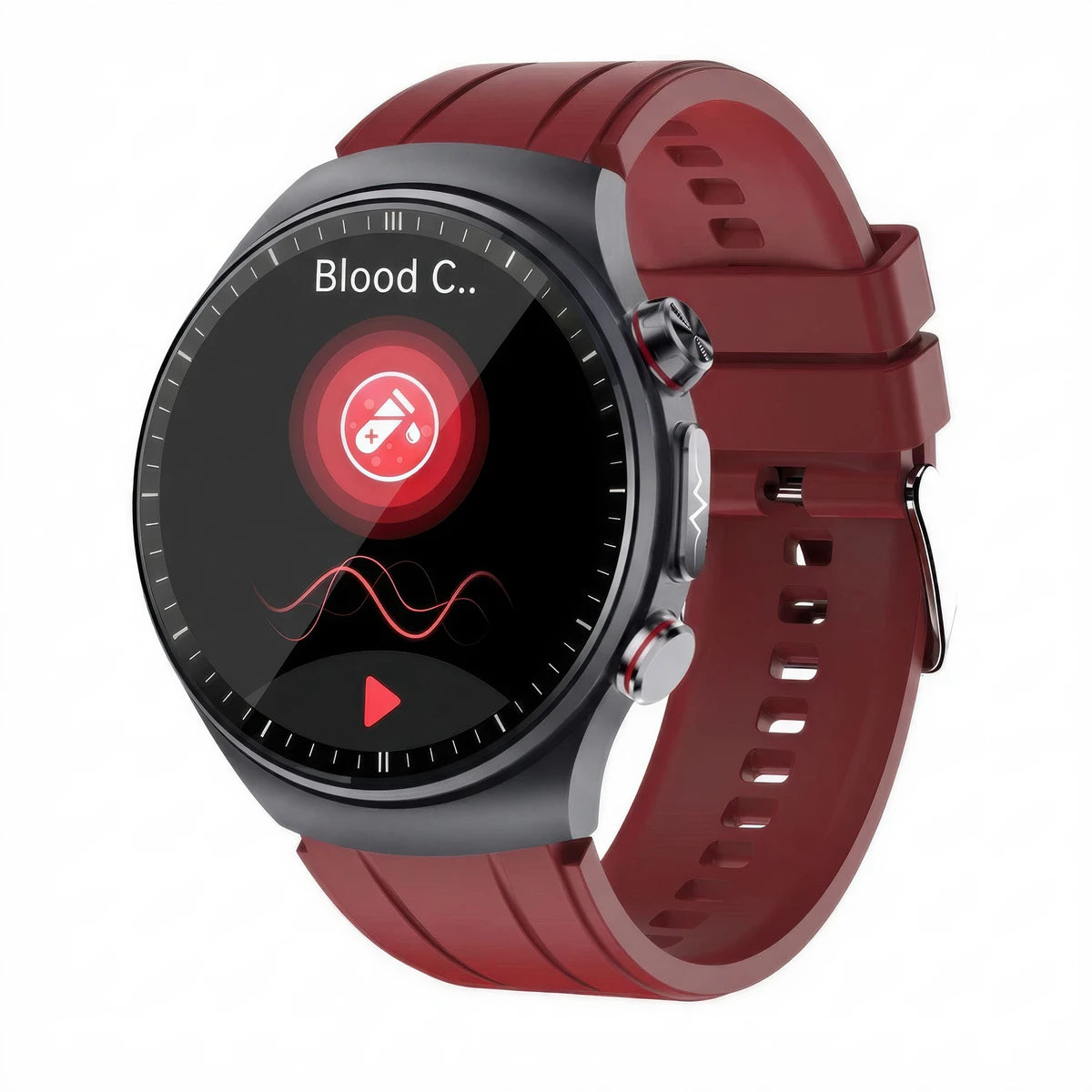 CFY E488 High-End Ti ECG Blood Pressure Blood Glucose Micro-Physical Examination Health Management Watch Red