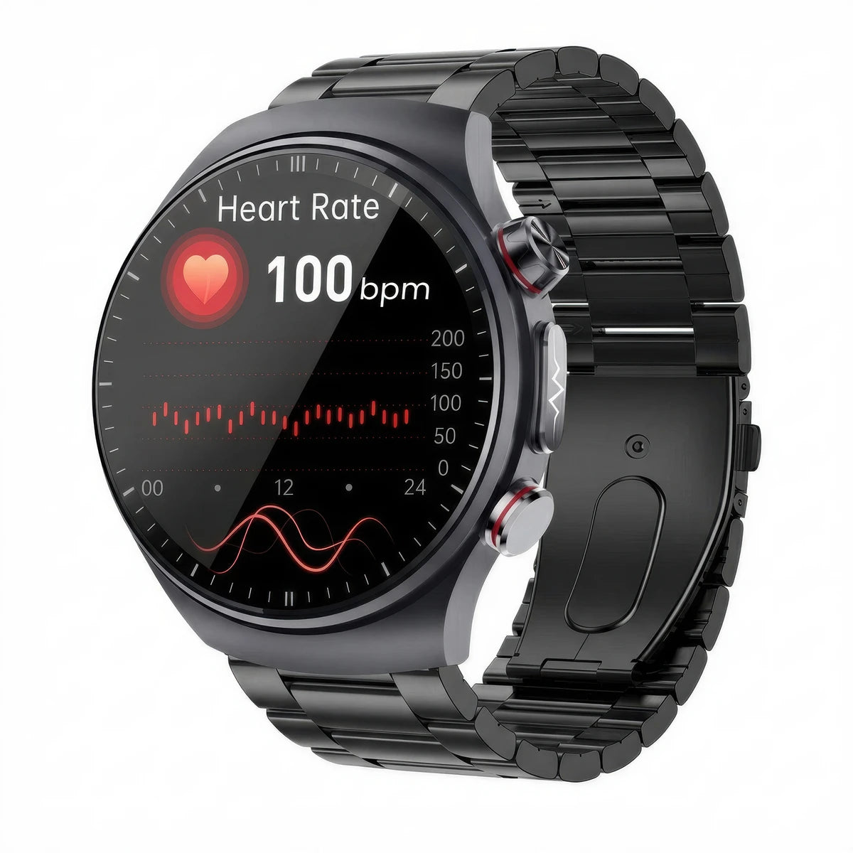 CFY E488 High-End Ti ECG Blood Pressure Blood Glucose Micro-Physical Examination Health Management Watch Black Steel