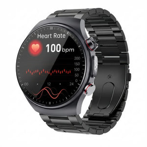 CFY E488 High-End Ti ECG Blood Pressure Blood Glucose Micro-Physical Examination Health Management Watch Black Steel