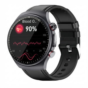 CFY E488 High-End Ti ECG Blood Pressure Blood Glucose Micro-Physical Examination Health Management Watch Black Leather