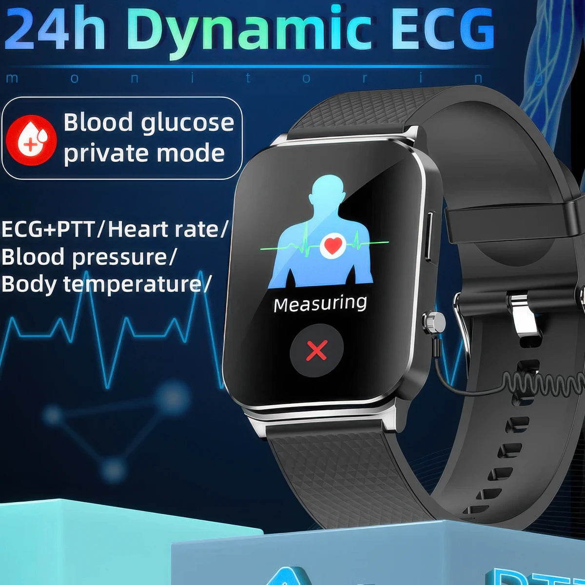 CFY E51 Smart Sports Watch with HD Display, ECG and Blood Sugar Monitoring