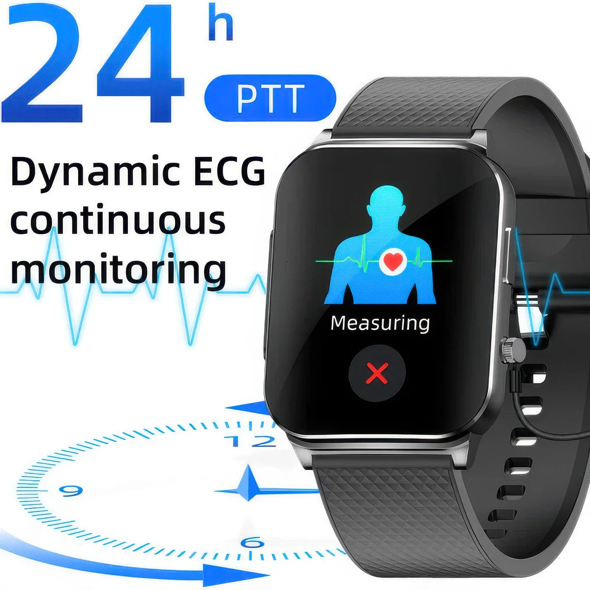 CFY E51 Smart Sports Watch with HD Display, ECG and Blood Sugar Monitoring