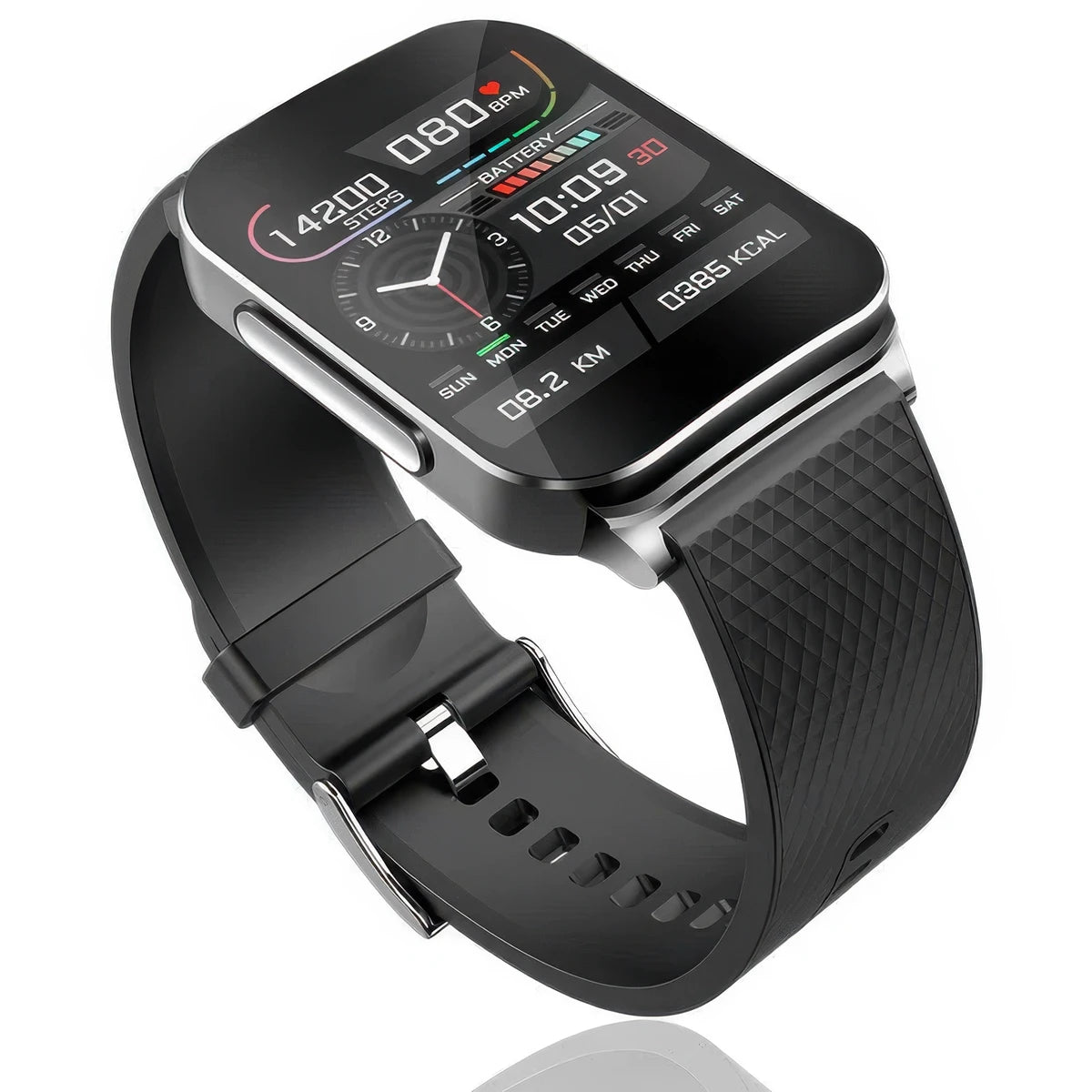 CFY E51 Smart Sports Watch with HD Display, ECG and Blood Sugar Monitoring Black