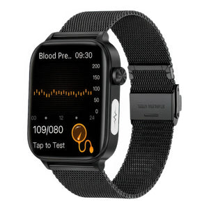 CFY E570 Professional ECG Blood Sugar Blood Pressure HRV Monitoring Health Watch Black Milanese