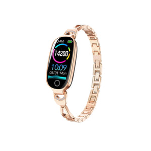 CFY E81 Blood Pressure Heart Rate monitoring Luxury Diamond Design Fashion Women Smartwatch Gold