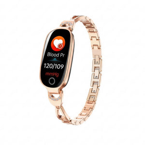 CFY E81 Blood Pressure Heart Rate monitoring Luxury Diamond Design Fashion Women Smartwatch Gold
