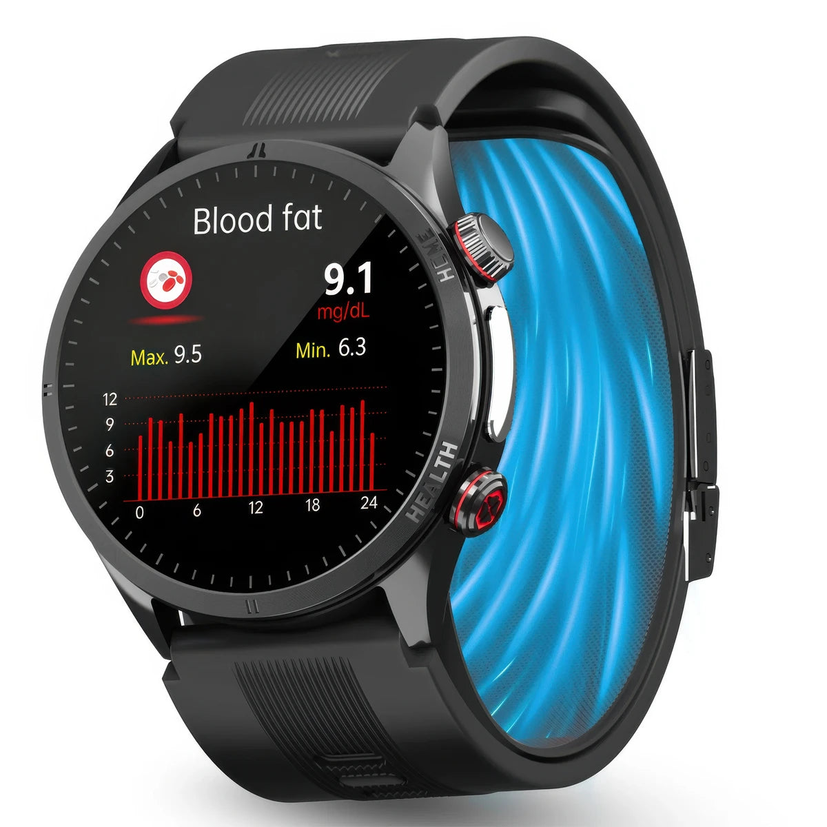 CFY EA26 Smart Watch with Air Pump Blood Pressure Monitor, Blood Glucose, ECG & Fitness Tracker