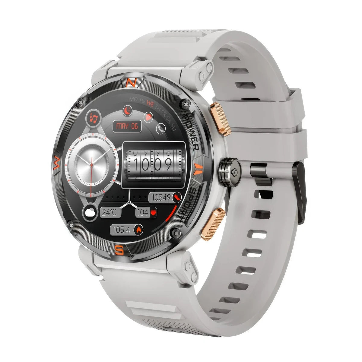 CFY MAX 1 Gps Compass 1.43'' Amoled Screen 3atm Waterproof Blood Oxygen Blood Pressure Sleep Monitoring 100+ Sports Modes Smartwatch Gray