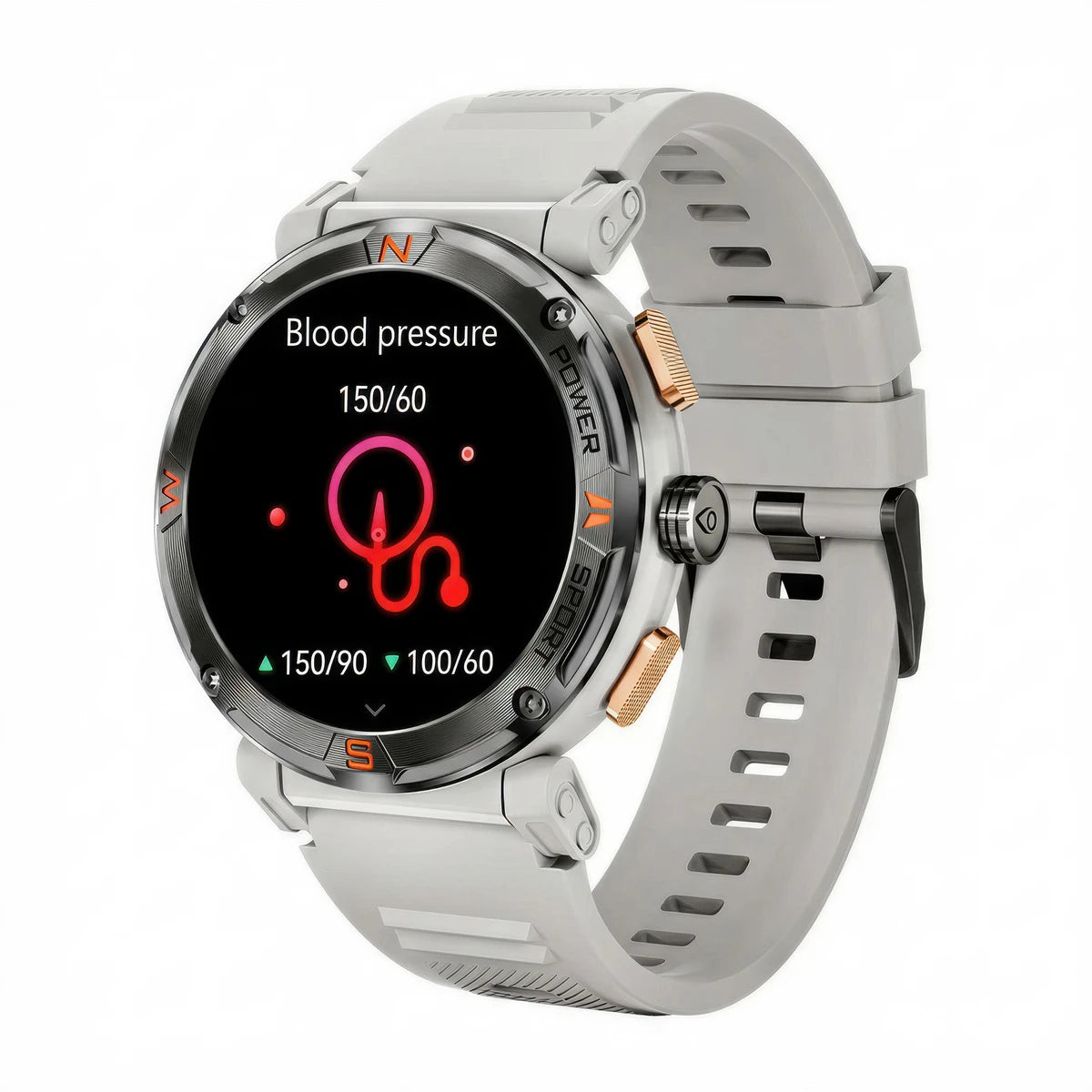 CFY MAX 1 Gps Compass 1.43'' Amoled Screen 3atm Waterproof Blood Oxygen Blood Pressure Sleep Monitoring 100+ Sports Modes Smartwatch Gray