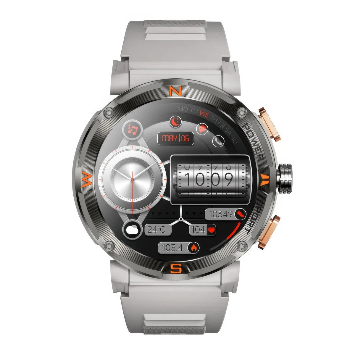 CFY MAX 1 Gps Compass 1.43'' Amoled Screen 3atm Waterproof Blood Oxygen Blood Pressure Sleep Monitoring 100+ Sports Modes Smartwatch Gray