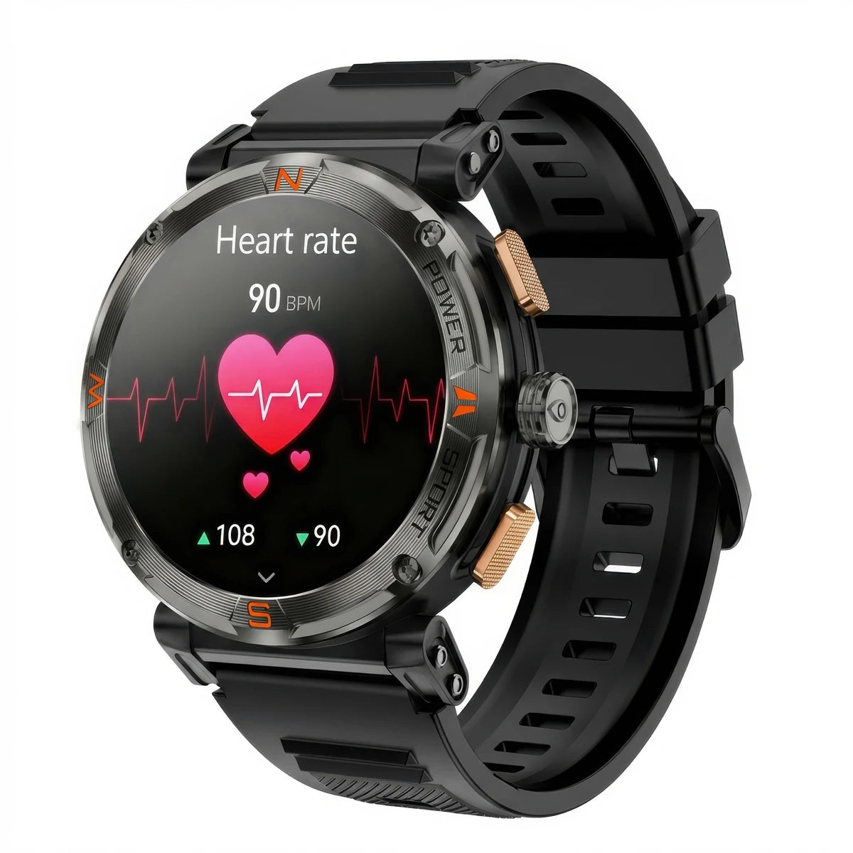 CFY MAX 1 Gps Compass 1.43'' Amoled Screen 3atm Waterproof Blood Oxygen Blood Pressure Sleep Monitoring 100+ Sports Modes Smartwatch Black