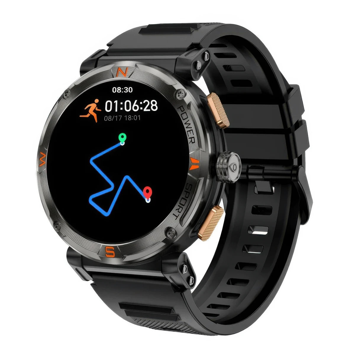 CFY MAX 1 Gps Compass 1.43'' Amoled Screen 3atm Waterproof Blood Oxygen Blood Pressure Sleep Monitoring 100+ Sports Modes Smartwatch Black
