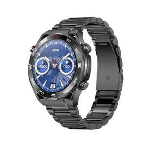 CFY Max 1 Heart Rate Blood Glucose ECG/EKG Blood Pressure Monitoring Bluetooth Talk Smartwatch Black Steel
