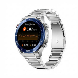 CFY Max 1 Heart Rate Blood Glucose ECG/EKG Blood Pressure Monitoring Bluetooth Talk Smartwatch Silver Steel