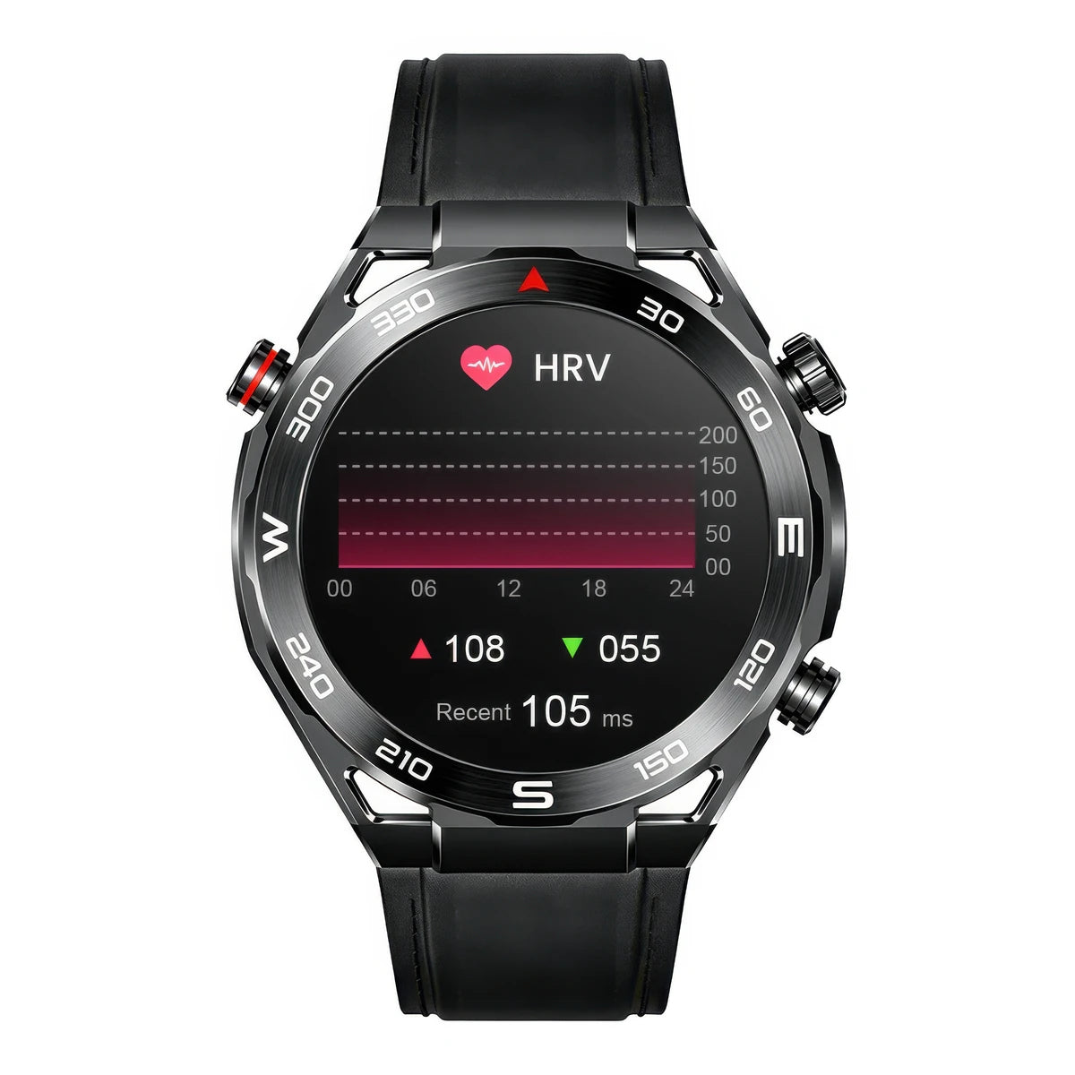 CFY Max 1 Heart Rate Blood Glucose ECG/EKG Blood Pressure Monitoring Bluetooth Talk Smartwatch Black Leather