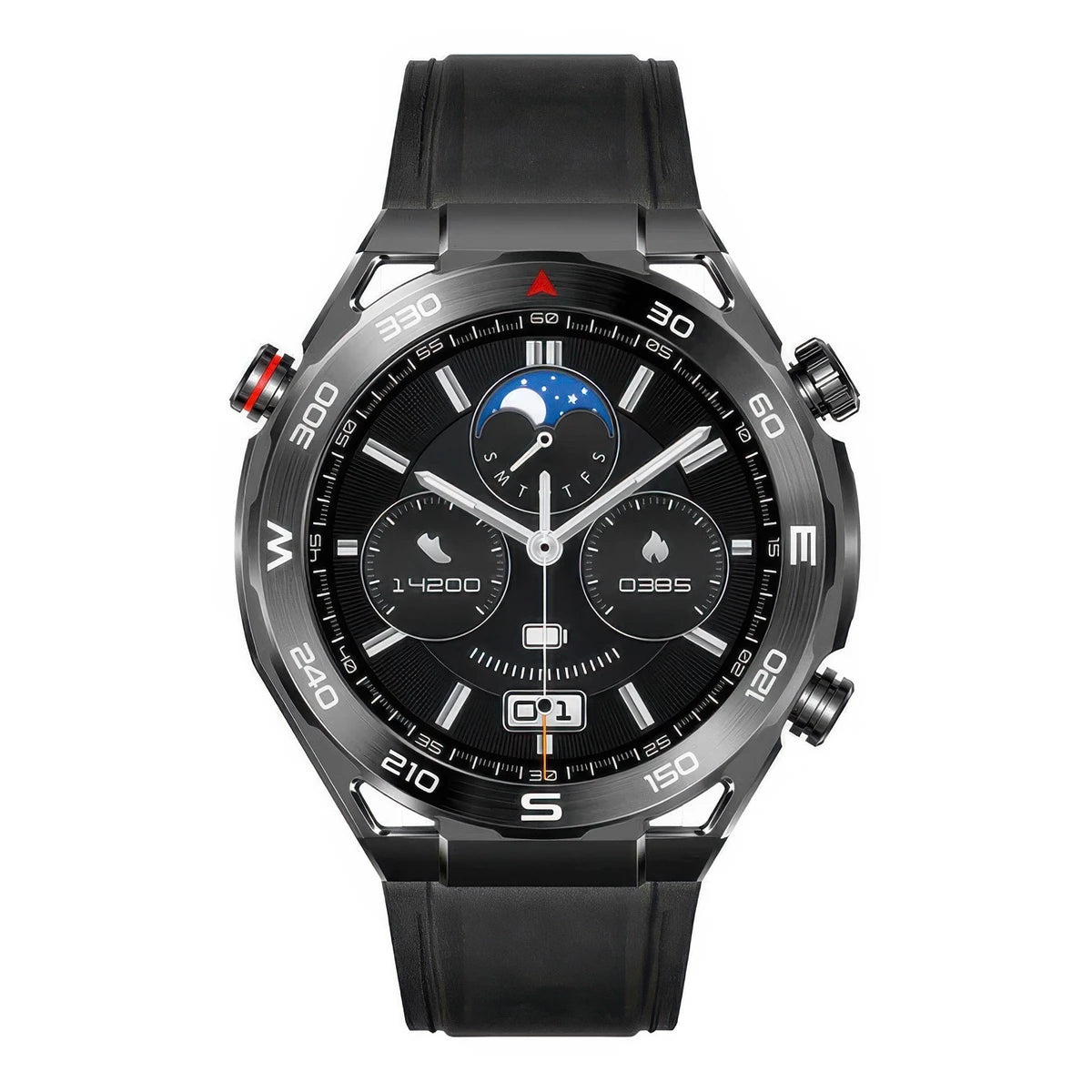 CFY Max 1 Heart Rate Blood Glucose ECG/EKG Blood Pressure Monitoring Bluetooth Talk Smartwatch Black Leather