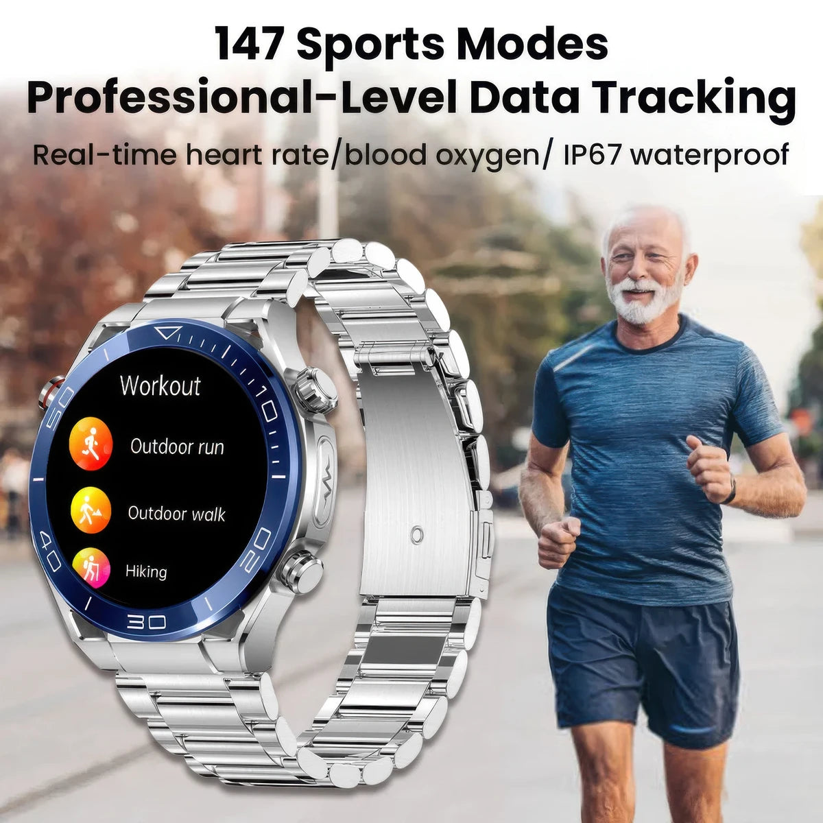 CFY Max 1 Heart Rate Blood Glucose ECG/EKG Blood Pressure Monitoring Bluetooth Talk Smartwatch