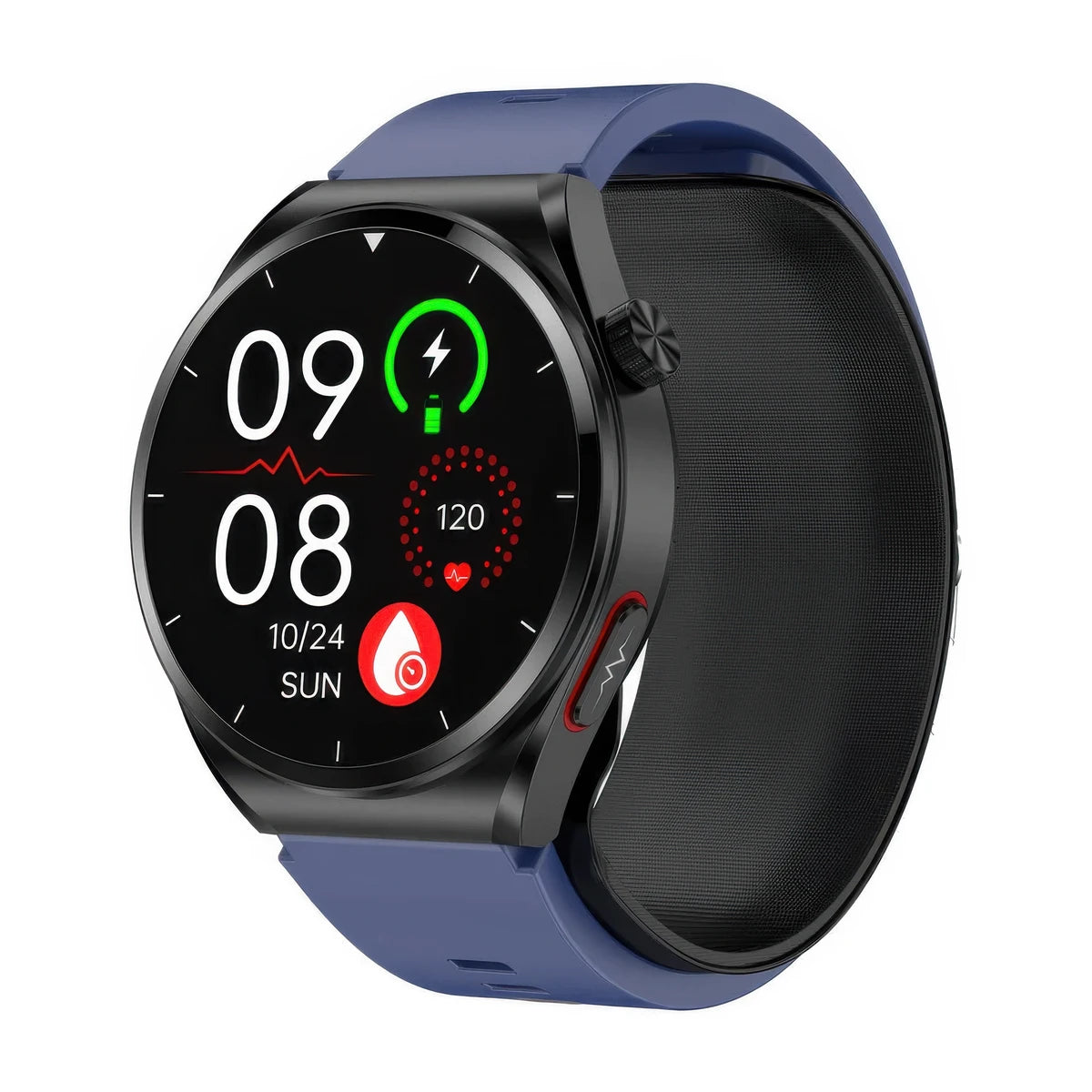 CFY Max 4 High Precision Air Pump Blood Pressure ECG Blood Oxygen Monitoring SmartWatch Blue