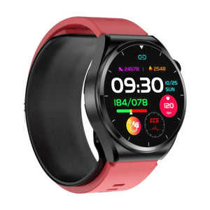 CFY Max 4 High Precision Air Pump Blood Pressure ECG Blood Oxygen Monitoring SmartWatch Red