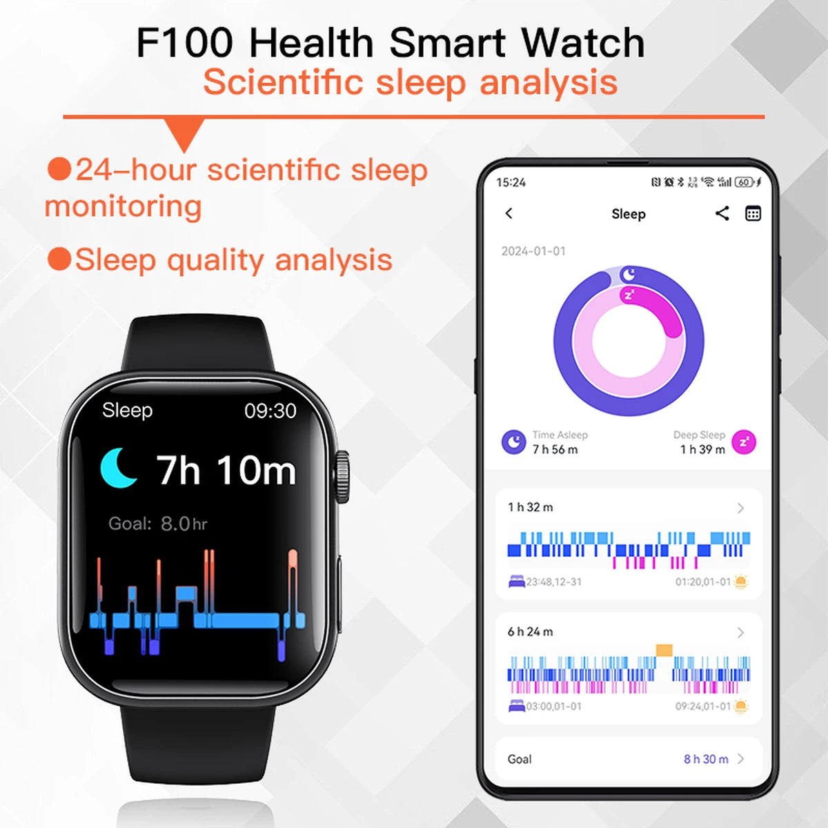 F100 Smart Watch Heart Rate Tracking Fitness Tracker