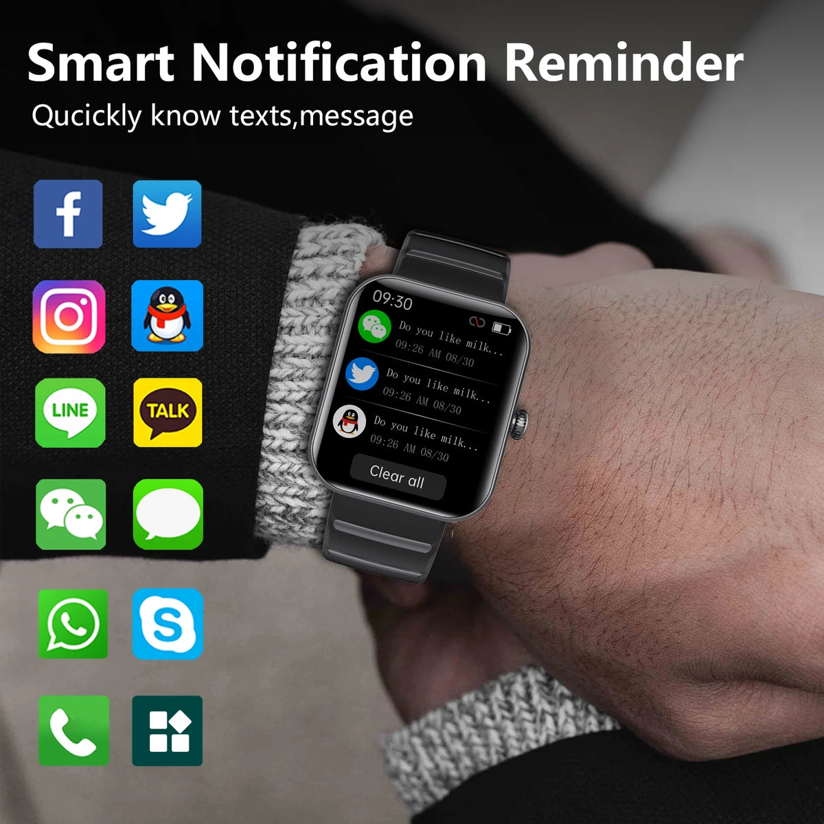 F21Pro smart watch message reminder fitness tracker