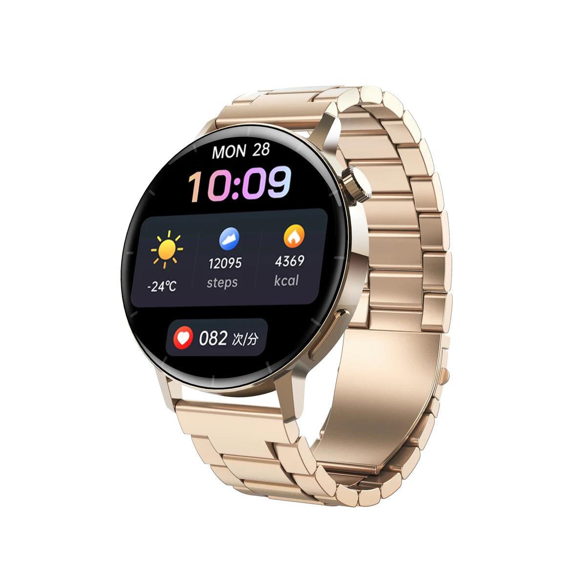 Round display fitness tracker smartwatch