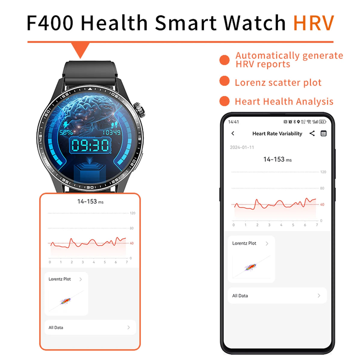 F400 Smart Watch HD Touch Display Fitness Tracker