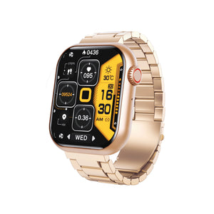 F57 smart watch close up product image with square touch screen