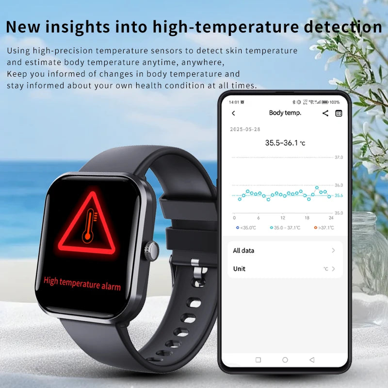 F96T Smart Watch with Bluetooth Calling & Body Temperature Fitness Tracker